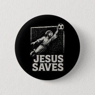 Bóton Redondo 5.08cm Jesus Salva - Goleiro de Futebol Inspiração Cristã
