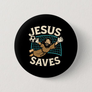 Bóton Redondo 5.08cm Jesus Salva I Fé Cristã I Jesus Goleiro de Futebol