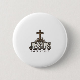 Bóton Redondo 5.08cm Jesus Salvou Minha Vida Engraving Vintage Design C