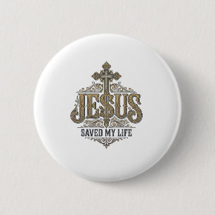 Bóton Redondo 5.08cm Jesus Salvou Minha Vida Vintage Gravura Camiseta C