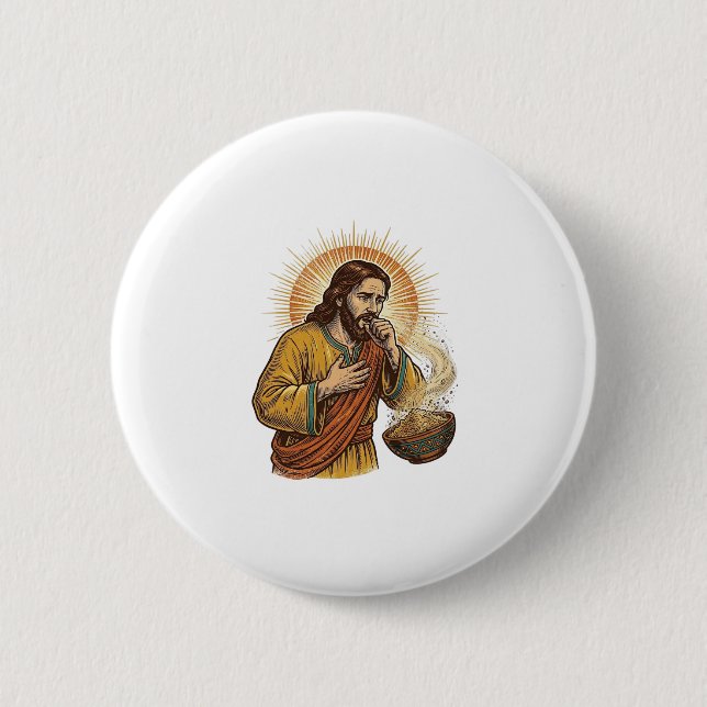 Bóton Redondo 5.08cm Jesus Sufocando Migalha de Chip de Tortilha Seca H (Frente)