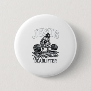 Bóton Redondo 5.08cm Jesus Ultimate Deadlifter Camiseta Vintage Vector