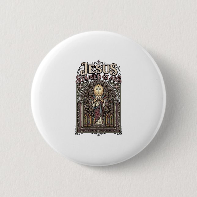 Bóton Redondo 5.08cm Jesus Vitral Jesus Vitral Catedral  (Frente)