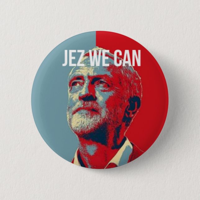 Bóton Redondo 5.08cm #JezWeCan - crachá de Jeremy Corbyn 4 PM (Frente)