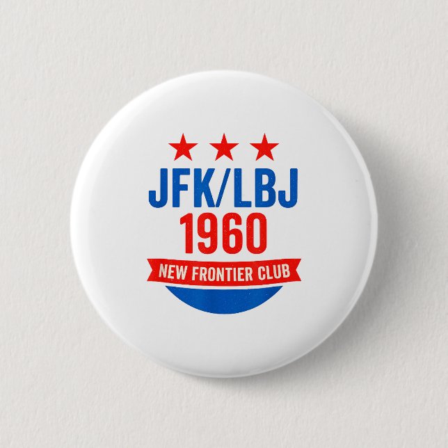 Bóton Redondo 5.08cm Jfk Lbj 1960 New Frontier John F Kennedy Campaign  (Frente)