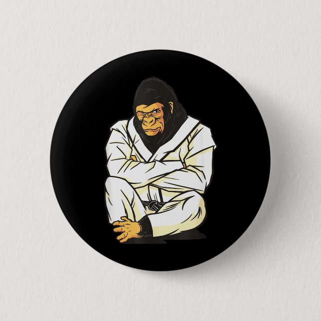 Bóton Redondo 5.08cm Jiu Jitsu Brasileiro Judô Gorila (Frente)