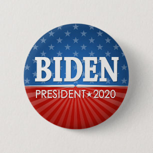 Bóton Redondo 5.08cm Joe Biden 2020 - estrelas regionais e raios de lis