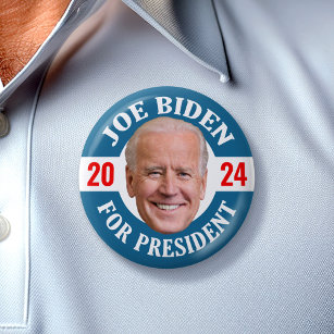 Bóton Redondo 5.08cm Joe Biden 2024 para Presidente Photo Floating Head