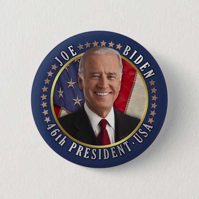 Bóton Redondo 5.08cm Joe Biden 46º Presidente dos EUA Foto comemorativa (Frente)