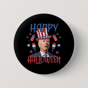 Bóton Redondo 5.08cm Joe Biden Confusa Feliz 4º Do Halloween Quarto O
