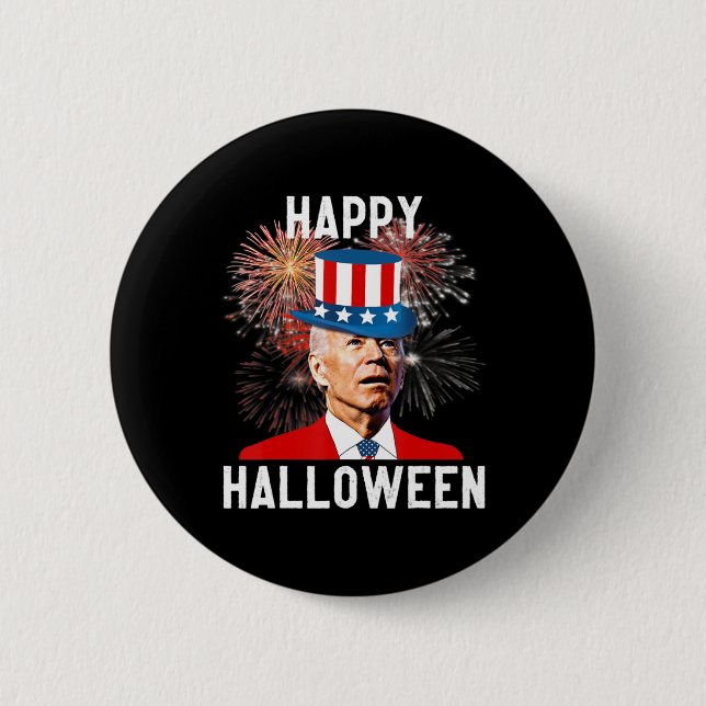 Bóton Redondo 5.08cm Joe Biden Feliz Halloween Para Diversão Em Julho (Frente)