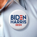 Bóton Redondo 5.08cm Joe Biden Kamala Harris 2024 Azul branco vermelho<br><div class="desc">O clássico design Biden Harris 2024 se destacará quando você vestir isso para uma comício ou uma festa. Este é um design simples que é ousado e pode ser lido facilmente. Um design moderno e mínimo com Biden para o presidente e Kamala Harris para o vice-presidente com estrelas e blocos...</div>