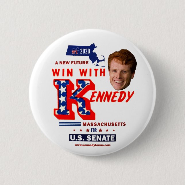 Bóton Redondo 5.08cm Joe Kennedy para o Senado Americano Massachusetts  (Frente)