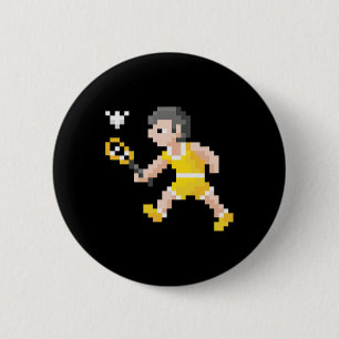 Bóton Redondo 5.08cm Jogador de Badminton do Pixel Art do Jogo Retroati
