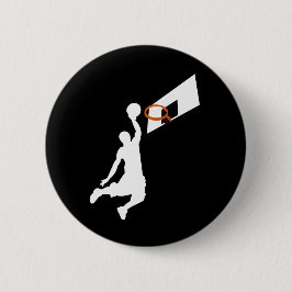 Bóton Redondo 5.08cm Jogador de Basquete Slam Dunk - Silhueta Branca