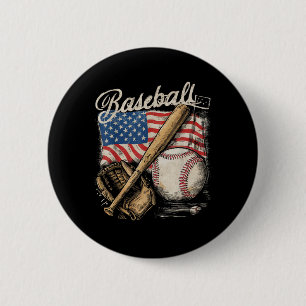 Bóton Redondo 5.08cm Jogador de beisebol da bandeira americana Taca Fã 