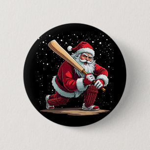 Bóton Redondo 5.08cm Jogador de críquete do Papai Noel Natal Inverno Xm