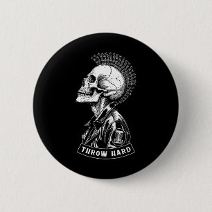 Bóton Redondo 5.08cm Jogador de Disc Golf Punk Rock Crânio Mohawk Arrem