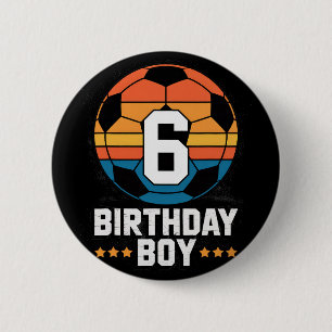 Bóton Redondo 5.08cm Jogador de Futebol de 6 Anos de Idade Aniversário