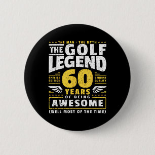 Bóton Redondo 5.08cm Jogador de Golfe de 60 anos, aniversário