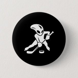 Bóton Redondo 5.08cm Jogador de Hóquei no Gelo Alien Cartoon Legal