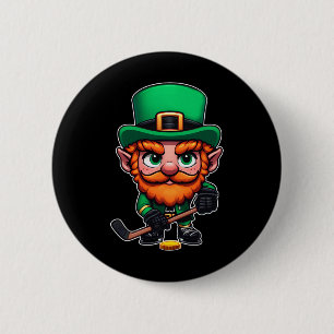 Bóton Redondo 5.08cm Jogador de Hóquei no Gelo Leprechaun Irlandês do D
