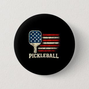 Bóton Redondo 5.08cm Jogador de pickleball bandeira dos EUA amor por pa
