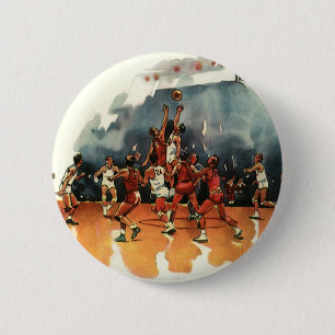 Bóton Redondo 5.08cm Jogo de basquete esportivo vintage, jogadores de b