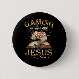 Bóton Redondo 5.08cm Jogos em Minhas Veias Jesus no Meu Coração