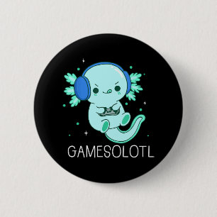 Bóton Redondo 5.08cm Jogos Kawaii Axolote Axolote Jogador