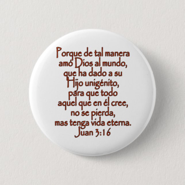 Bóton Redondo 5.08cm John 3:16 espanhol (Frente)