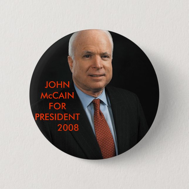 Bóton Redondo 5.08cm John McCain (Frente)