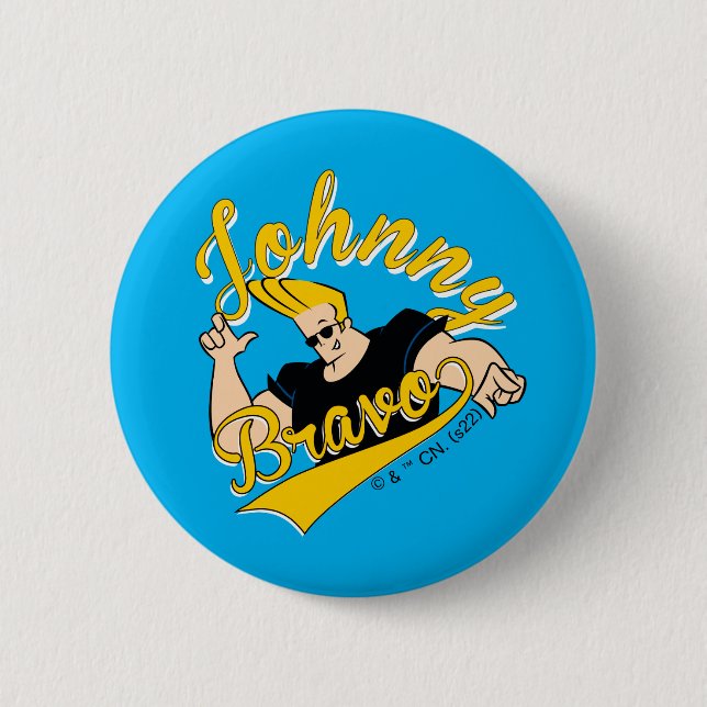 Bóton Redondo 5.08cm Johnny Bravo - Gráfico Athletic (Frente)