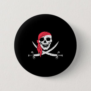 Bóton Redondo 5.08cm Jolly Roger E Calico Jack Halloween Bandeira