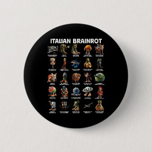 Bóton Redondo 5.08cm Jovem de Cérebro Italiano Brainrot Memórias Engraç
