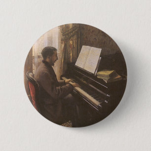 Bóton Redondo 5.08cm Jovem Tocando Piano por Gustave Caillebotte
