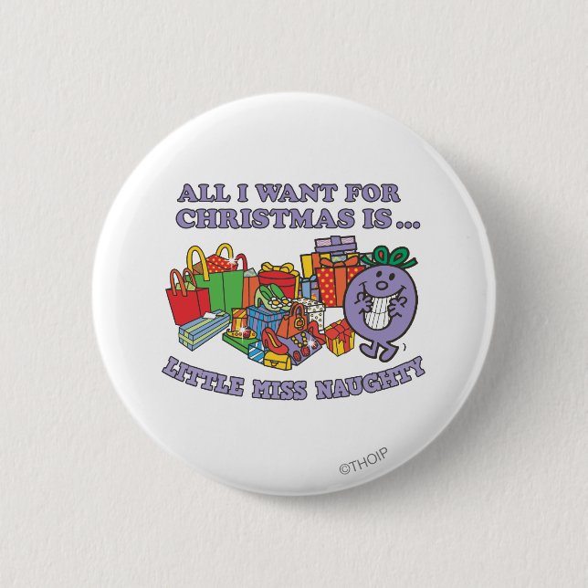 Bóton Redondo 5.08cm Joy de Natal da Menina Naughty (Frente)