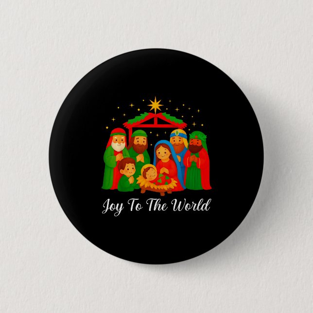 Bóton Redondo 5.08cm Joy To The World Ugly Christmas Sweater Xmas Squad (Frente)