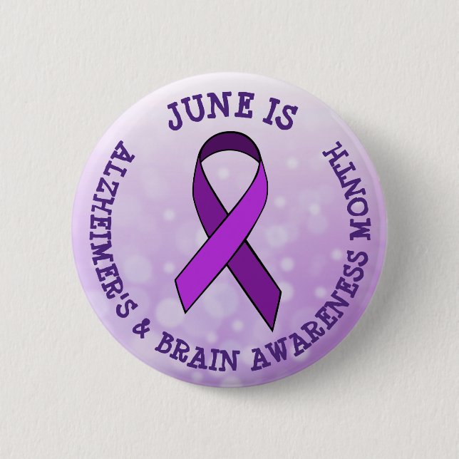 Bóton Redondo 5.08cm June é Alzheimer's & Brain Awarness Month (Frente)
