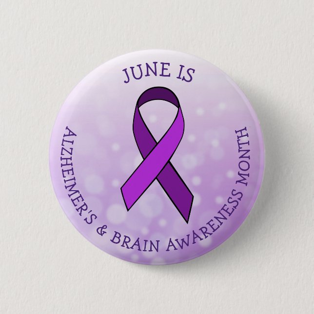 Bóton Redondo 5.08cm Junho é Mês de Consciência do Mal de Alzheimer e d (Frente)