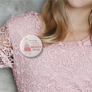 Bóton Redondo 5.08cm JUNIOR BRIDESMAID Nome de etiqueta De Bolo Rosa Do