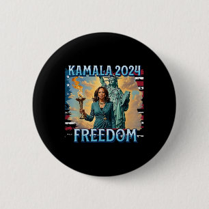 Bóton Redondo 5.08cm Kamala 2024 Para A Campanha Presidencial Lady Libe