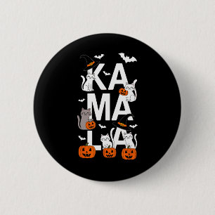 Bóton Redondo 5.08cm Kamala Halloween Cat Pumpkin Witch Hat Lover Kamal