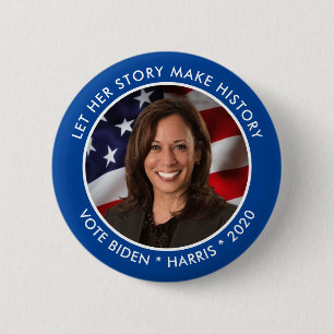 Bóton Redondo 5.08cm Kamala Harris 2020 Historic Collectible Photo