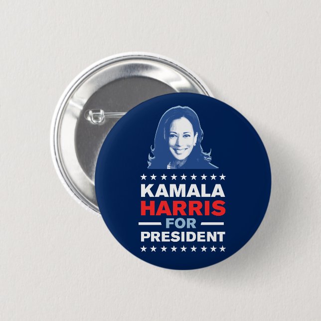 Bóton Redondo 5.08cm Kamala Harris 2024 (Frente & Verso)