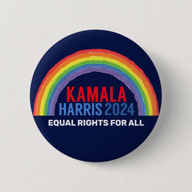 Bóton Redondo 5.08cm Kamala Harris 2024 Eleição Rainbow LGBTQ (Frente)