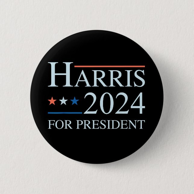 Bóton Redondo 5.08cm Kamala Harris 2024 Para Presidente (Frente)