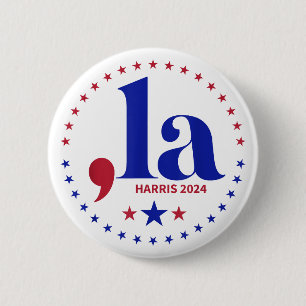 Bóton Redondo 5.08cm Kamala Harris 2024 Presidente Vír­gula La Funny