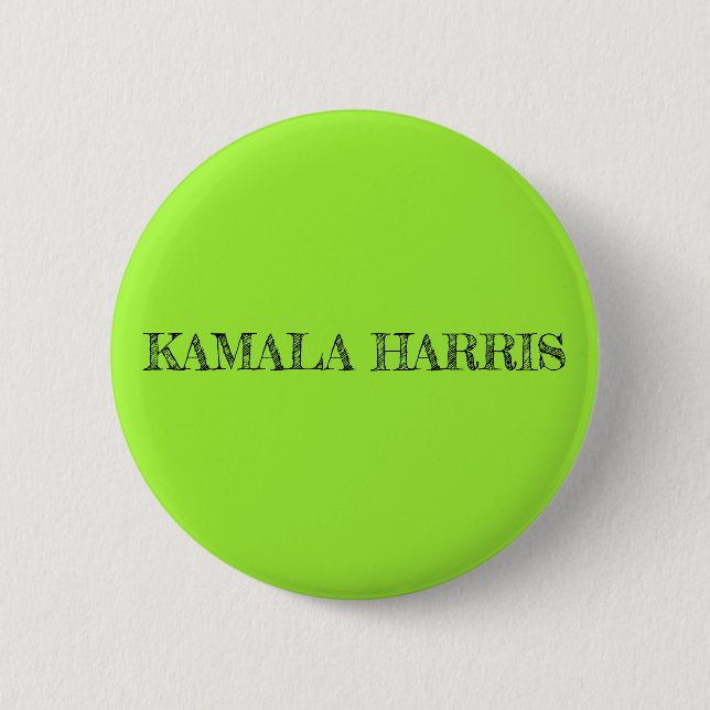 Bóton Redondo 5.08cm Kamala Harris Button em Verde limão (Frente)
