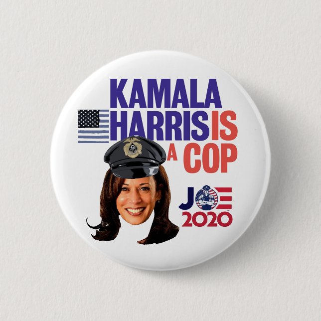Bóton Redondo 5.08cm Kamala Harris é policial (Frente)